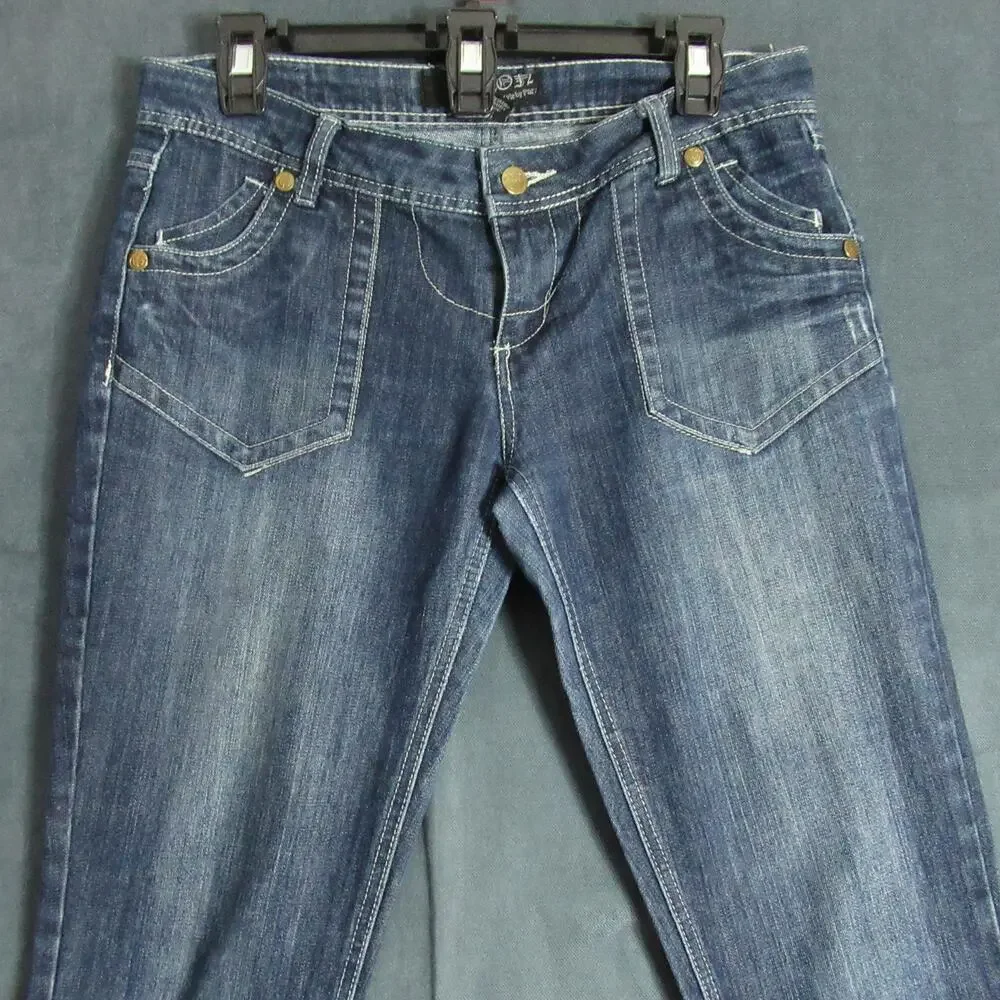 G TTON Jeans Womens Size 9 Blue Denim Pockets Big Stitch Western Cowgirl Moto